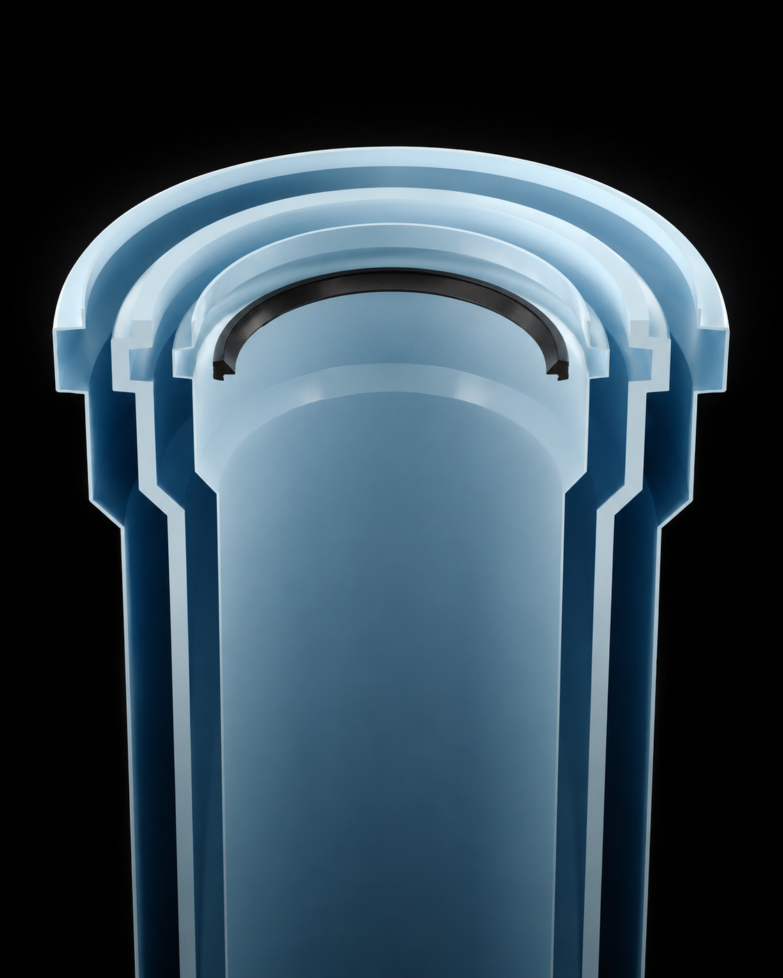 Cross-section visualization of the Silenta 3A pipe wall, showing the outer, middle and inner layers and the gasket seated in the socket.
